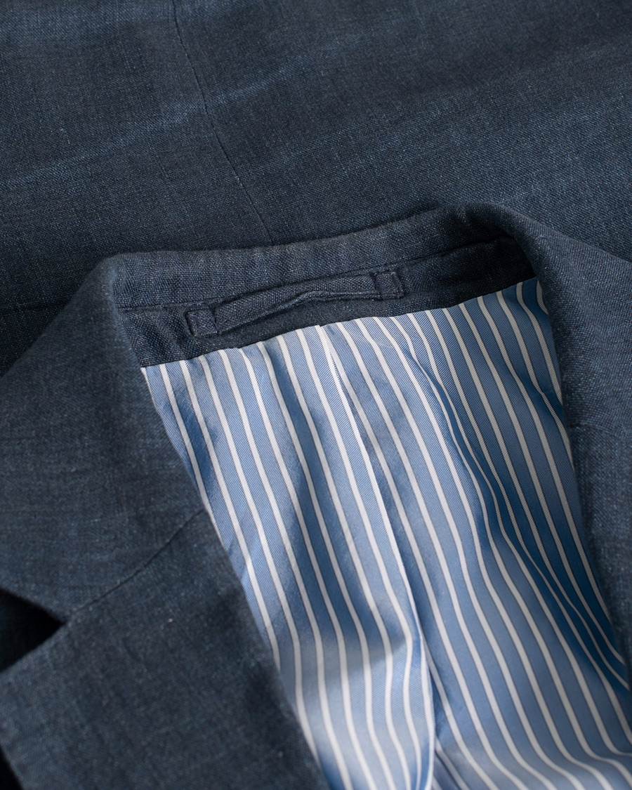 Herren | Hackett Textured Cotton/Linen Blazer Blue | Pre-owned | Hackett Textured Cotton/Linen Blazer Blue