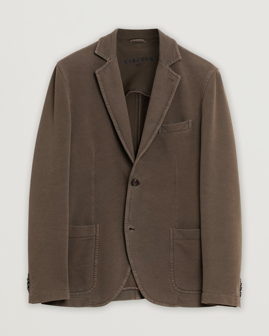 Herren | Circolo 1901 Jersey Patch Pocket Blazer Fango Brown 48 | Pre-owned | Circolo 1901 Jersey Patch Pocket Blazer Fango Brown 48