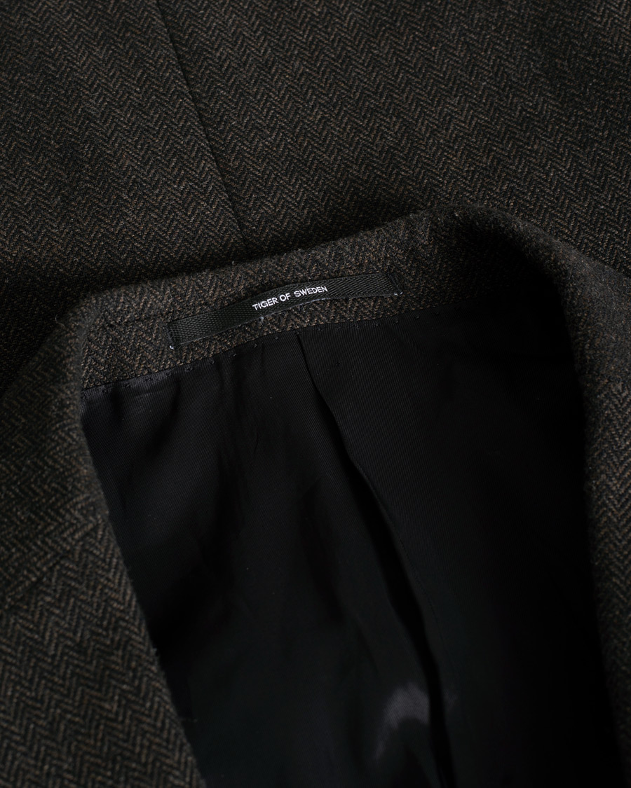 Herren | Tiger of Sweden Harrie Herringbone Wool Blazer Brown 54 | Pre-owned | Tiger of Sweden Harrie Herringbone Wool Blazer Brown 54