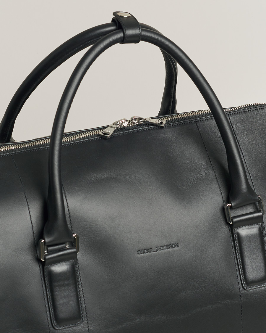 Herren | Oscar Jacobson Large Leather Weekendbag Black | Pre-owned | Oscar Jacobson Large Leather Weekendbag Black