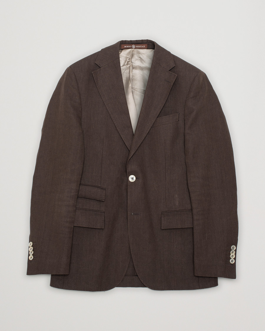 Herren | Morris Heritage Frank Oxford Linen/Cotton Blazer Brown | Pre-owned | Morris Heritage Frank Oxford Linen/Cotton Blazer Brown