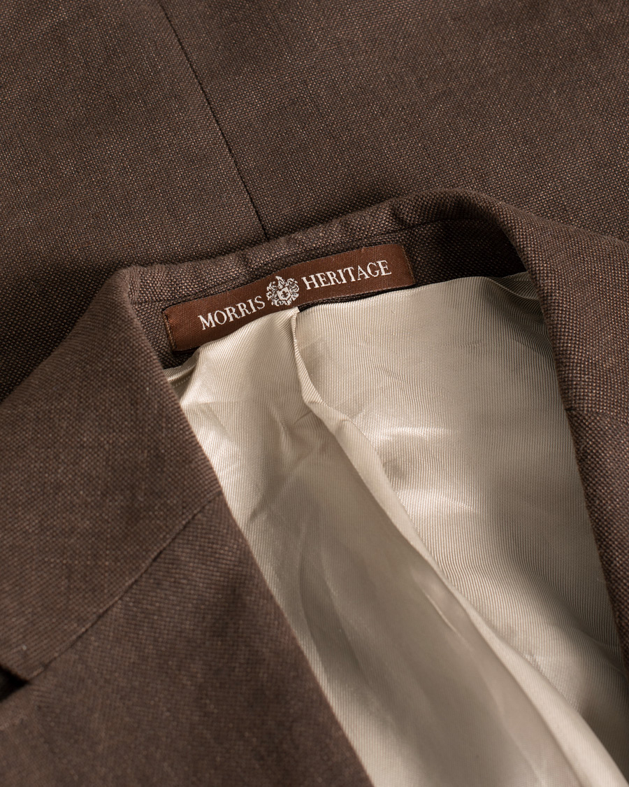 Herren | Morris Heritage Frank Oxford Linen/Cotton Blazer Brown | Pre-owned | Morris Heritage Frank Oxford Linen/Cotton Blazer Brown