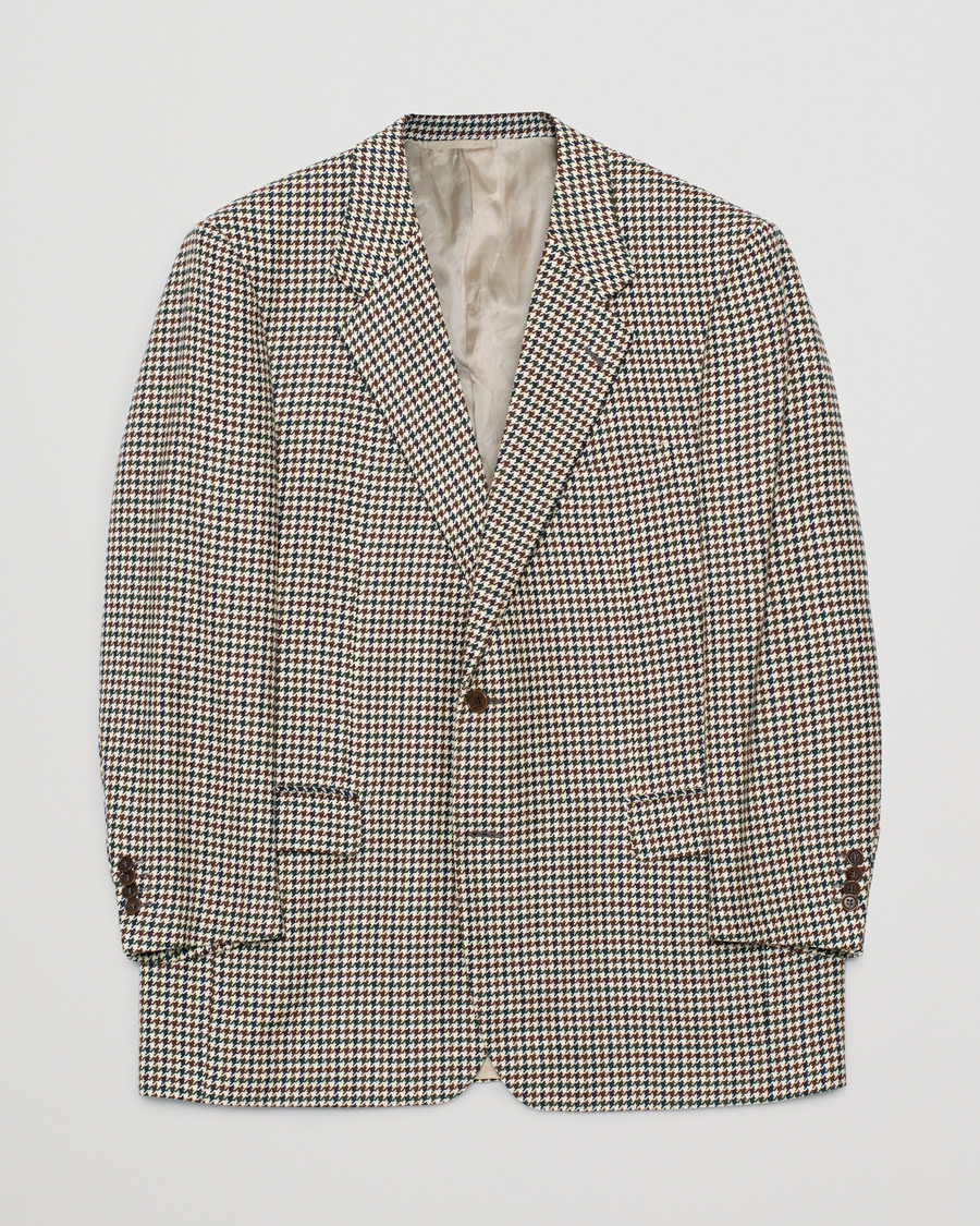 Herren | Caruso Aida Vintage Houndstooth Wool Blazer Brown 58 | Pre-owned | Caruso Aida Vintage Houndstooth Wool Blazer Brown 58