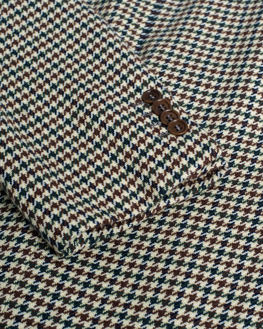 Herren | Caruso Aida Vintage Houndstooth Wool Blazer Brown 58 | Pre-owned | Caruso Aida Vintage Houndstooth Wool Blazer Brown 58