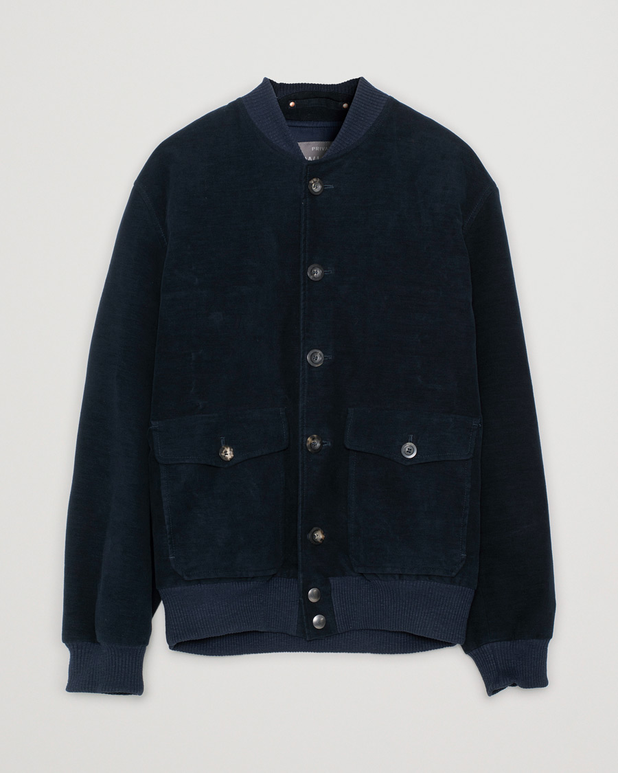 Herren | Private White V.C. Moleskin Bomber Jacket Midnight | Pre-owned | Private White V.C. Moleskin Bomber Jacket Midnight