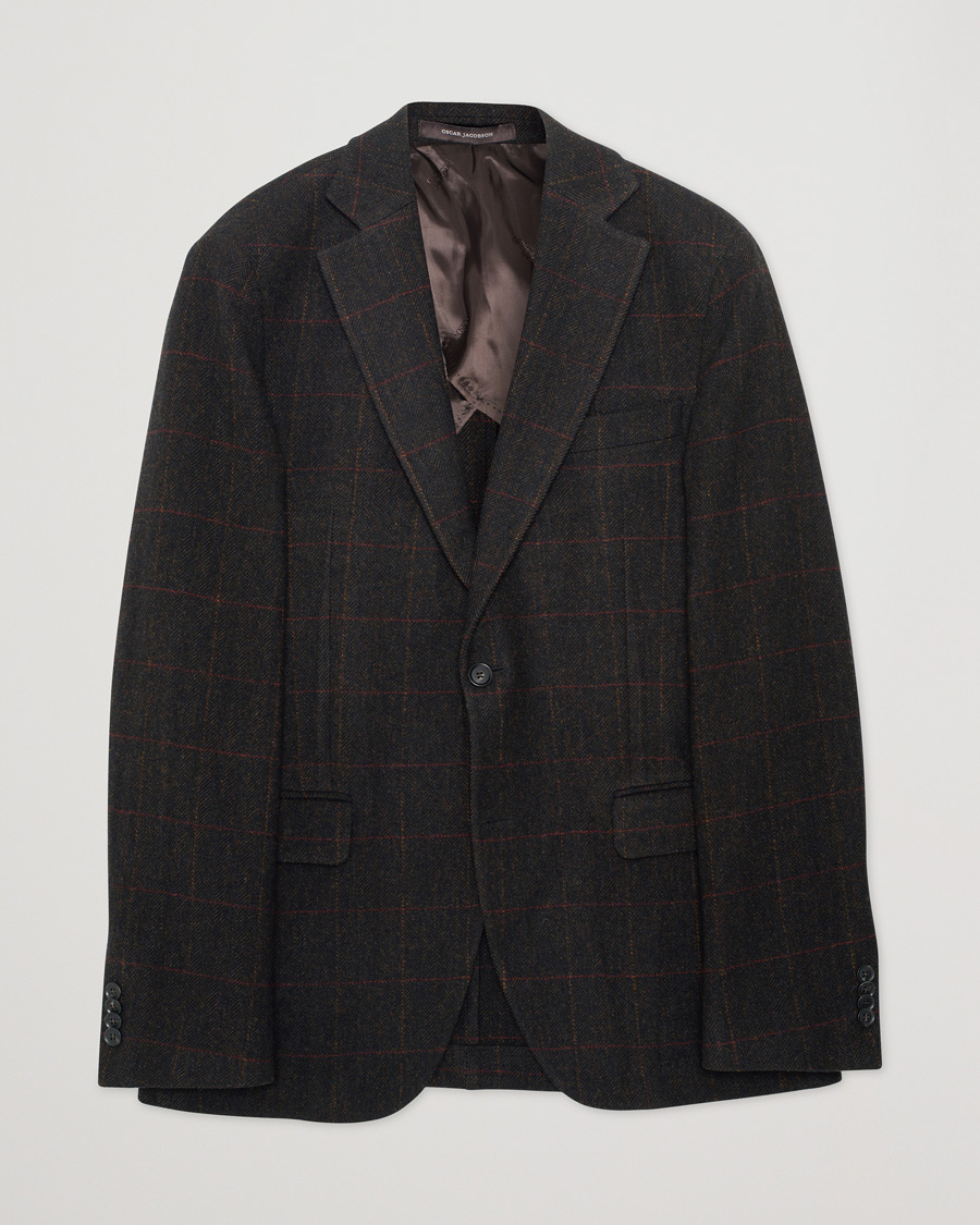 Herren | Oscar Jacobson Egel Yorkshire Tweed by Moon Blazer Brown | Pre-owned | Oscar Jacobson Egel Yorkshire Tweed by Moon Blazer Brown