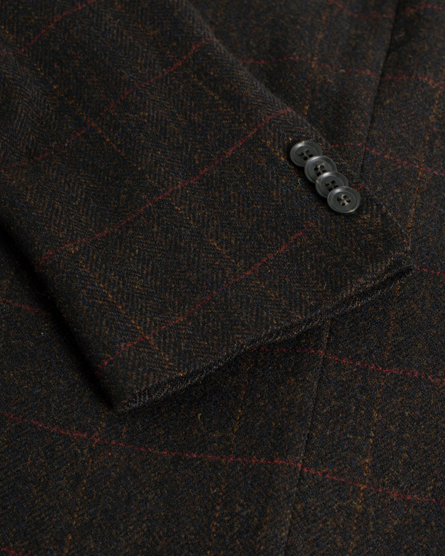 Herren | Oscar Jacobson Egel Yorkshire Tweed by Moon Blazer Brown | Pre-owned | Oscar Jacobson Egel Yorkshire Tweed by Moon Blazer Brown