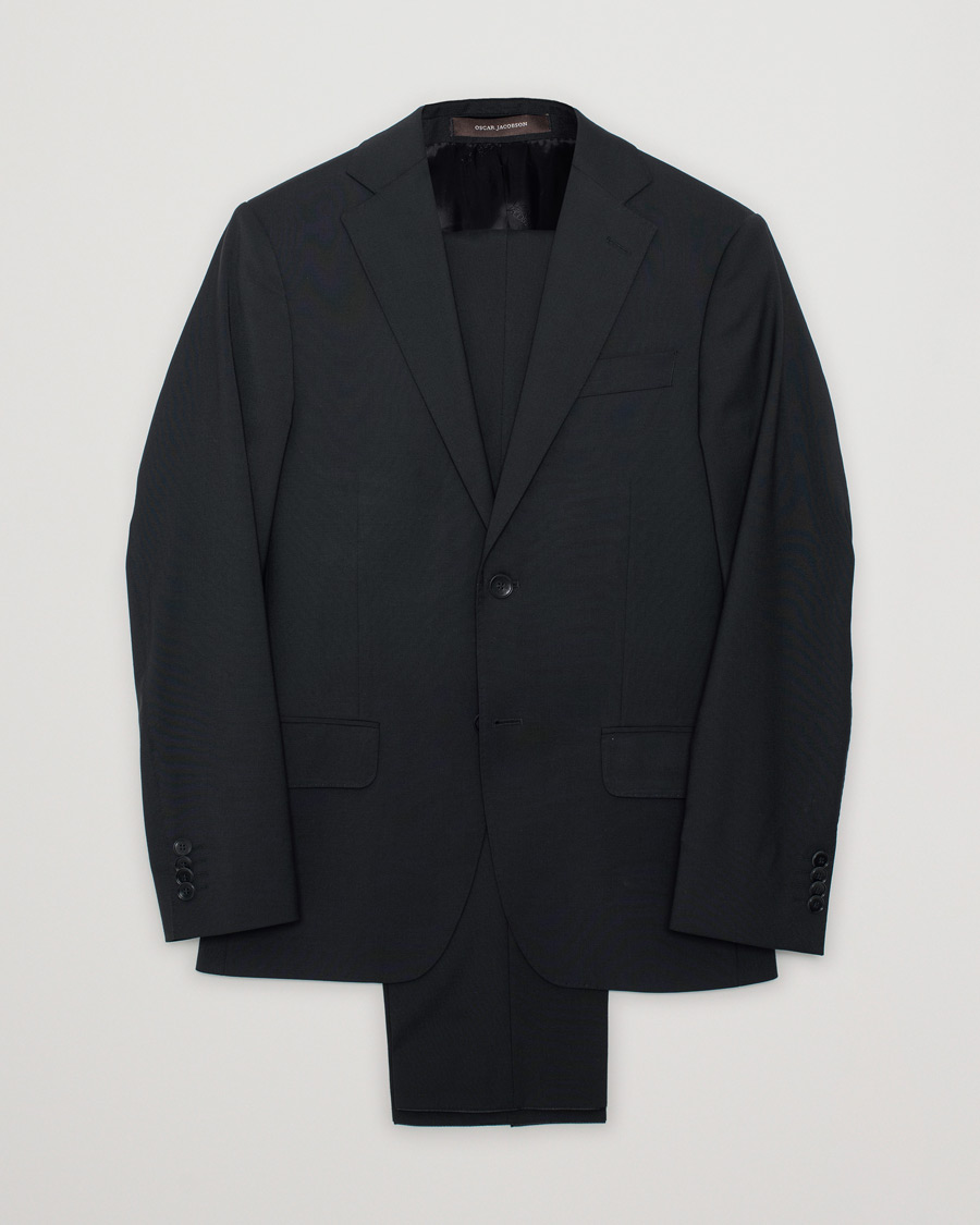 Herren | Oscar Jacobson Edmund Wool Stretch Suit Black 44/46 | Pre-owned | Oscar Jacobson Edmund Wool Stretch Suit Black 44/46