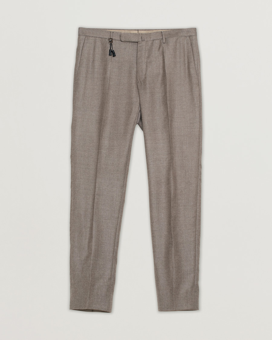 Herren | Incotex Slim Fit Super 100's Wool Flannel Trousers Taupe 46 | Pre-owned | Incotex Slim Fit Super 100's Wool Flannel Trousers Taupe 46