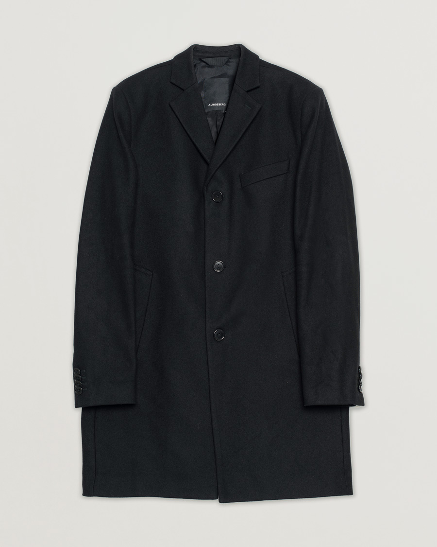Herren | J.Lindeberg Wolger Compact Melton Coat Black | Pre-owned | J.Lindeberg Wolger Compact Melton Coat Black