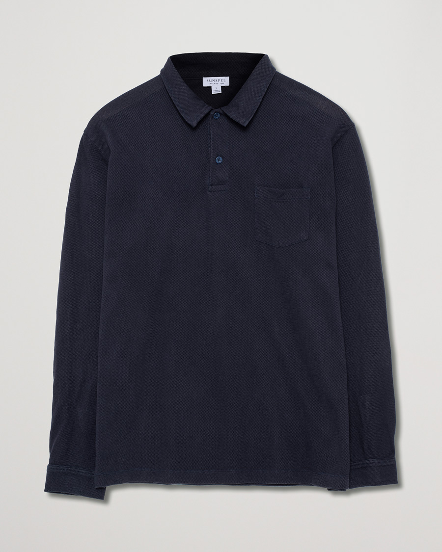 Herren | Pullover | Pre-owned | Sunspel Riviera Long Sleve Polo Navy