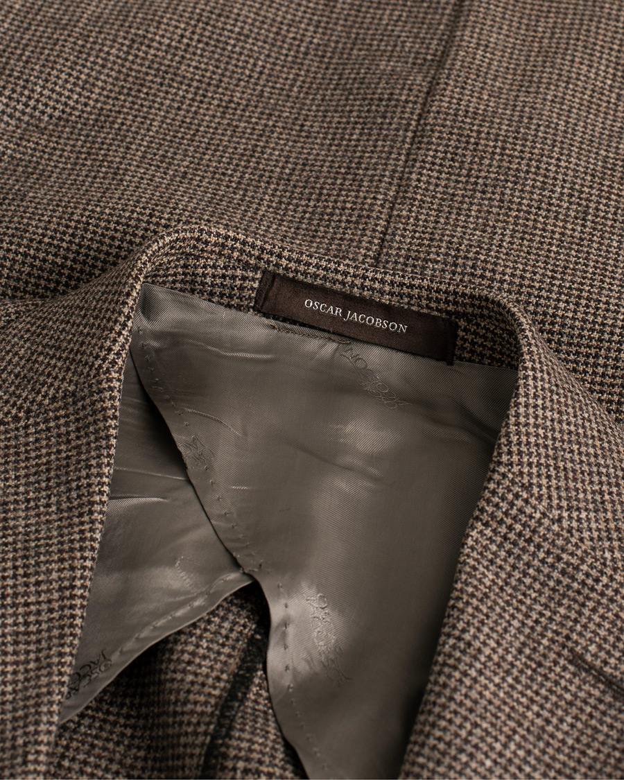 Herren | Oscar Jacobson Einar Houndstooth Wool Blazer Brown 46 | Pre-owned | Oscar Jacobson Einar Houndstooth Wool Blazer Brown 46