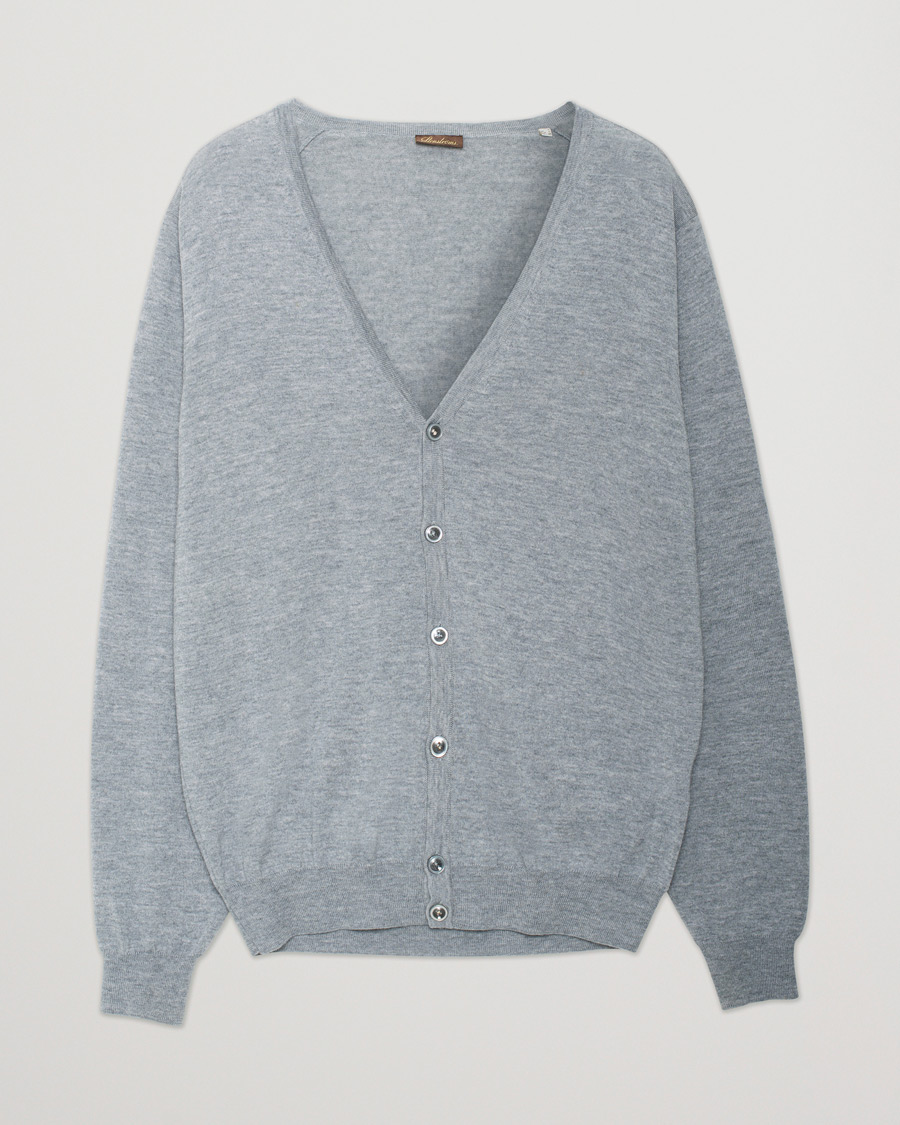 Herren | Stenströms Merino Zegna Knitted Cardigan Light Grey | Pre-owned | Stenströms Merino Zegna Knitted Cardigan Light Grey