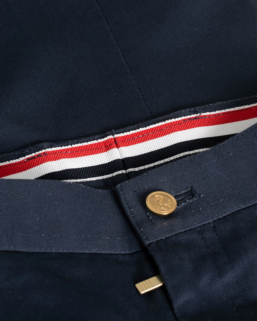 Herren | Thom Browne Unconstructed Cotton Twill Chinos Navy | Pre-owned | Thom Browne Unconstructed Cotton Twill Chinos Navy