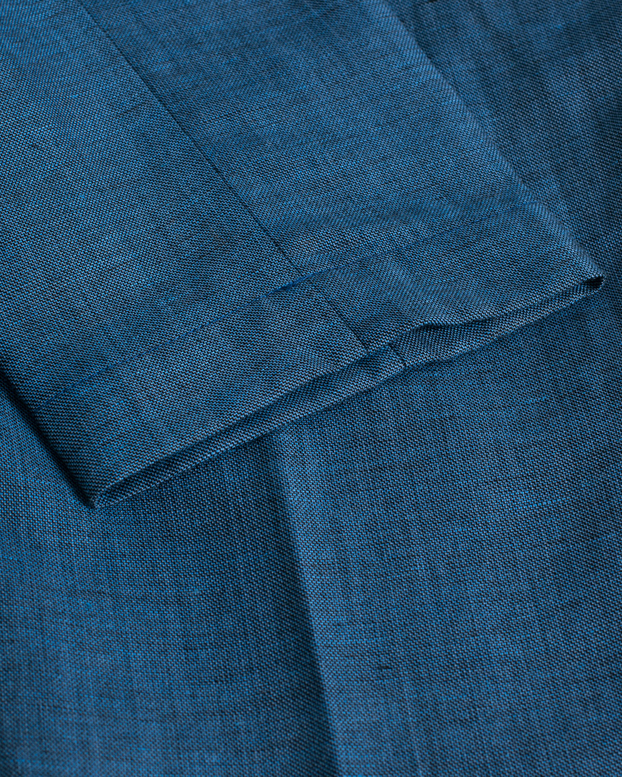 Herren | PT01 Slim Fit Pleated Linen Blend Trousers Dark Blue | Pre-owned | PT01 Slim Fit Pleated Linen Blend Trousers Dark Blue