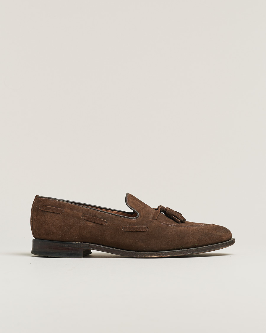 Herren | Loake 1880 Lincoln Tassel Loafer Brown Suede UK10,5 - EU44,5 | Pre-owned | Loake 1880 Lincoln Tassel Loafer Brown Suede UK10,5 - EU44,5