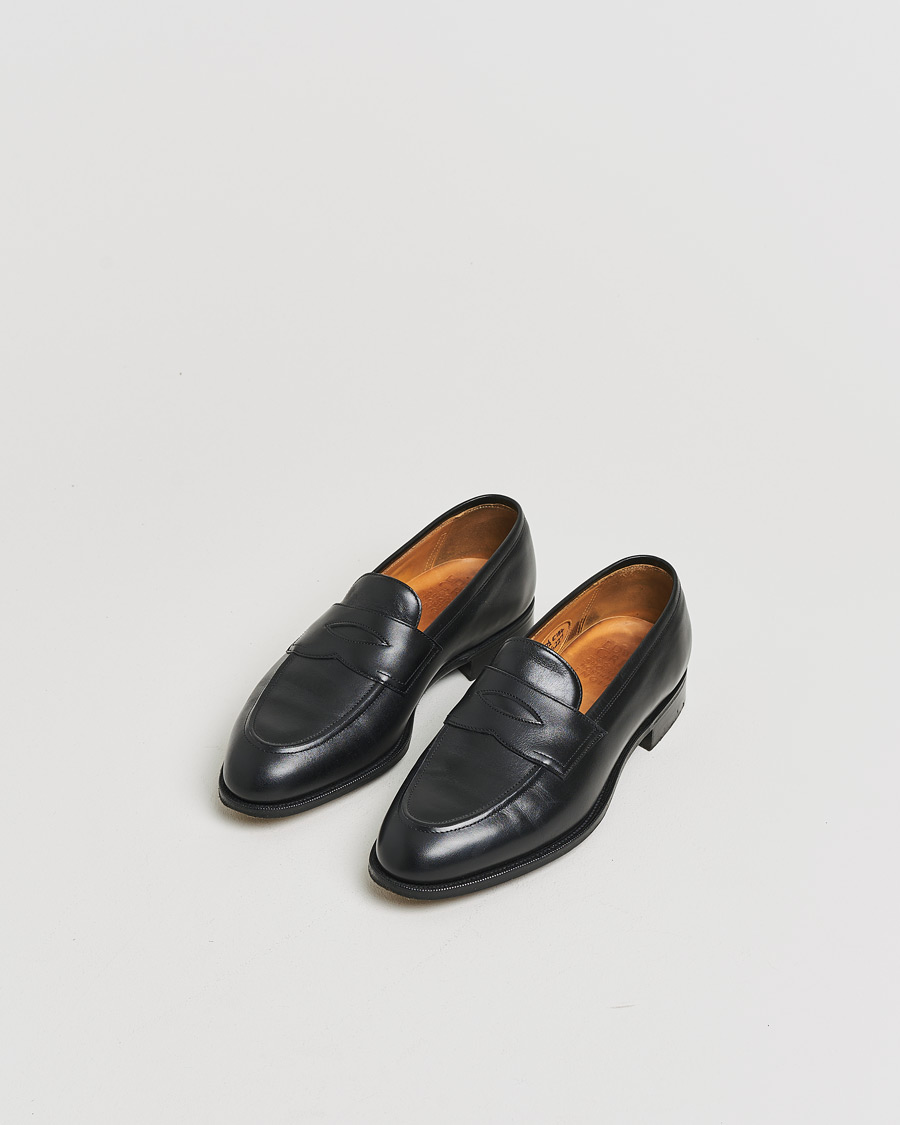 Herren | Pre-owned Rahmengenähte Schuhe | Pre-owned | Edward Green Piccadilly Penny Loafer Black Calf UK7,5 - EU41,5
