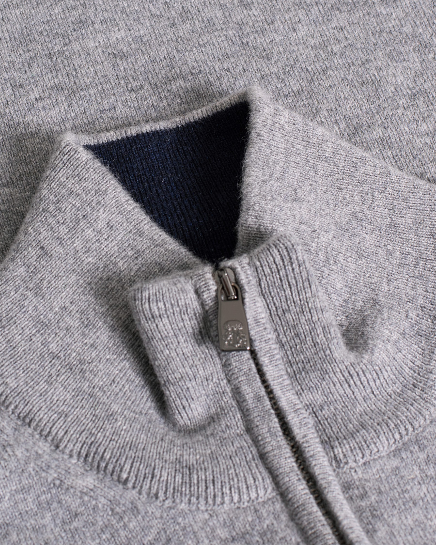 Herren | Pullover | Pre-owned | Corneliani Virgin Wool/Cashemere Half Zip Grey 46