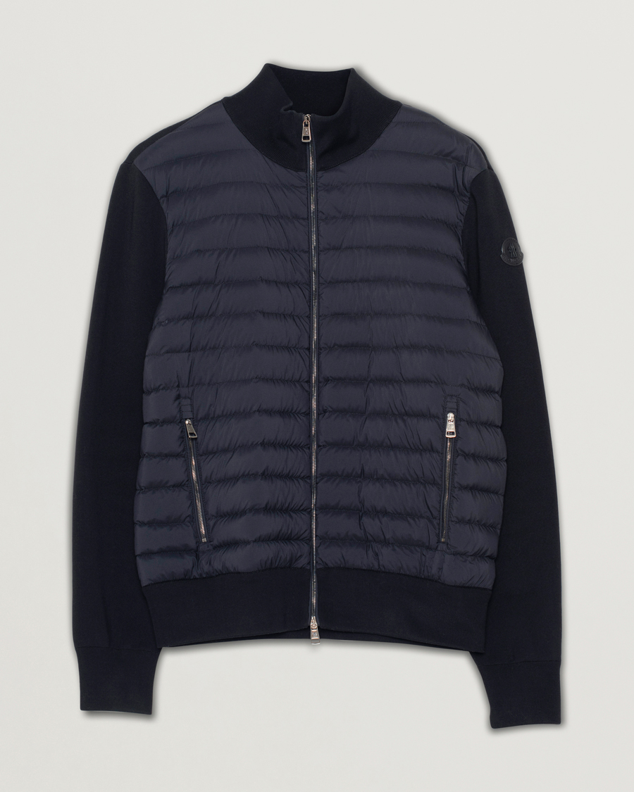 Herren | Moncler Cardigan Down Hybrid Navy | Pre-owned | Moncler Cardigan Down Hybrid Navy