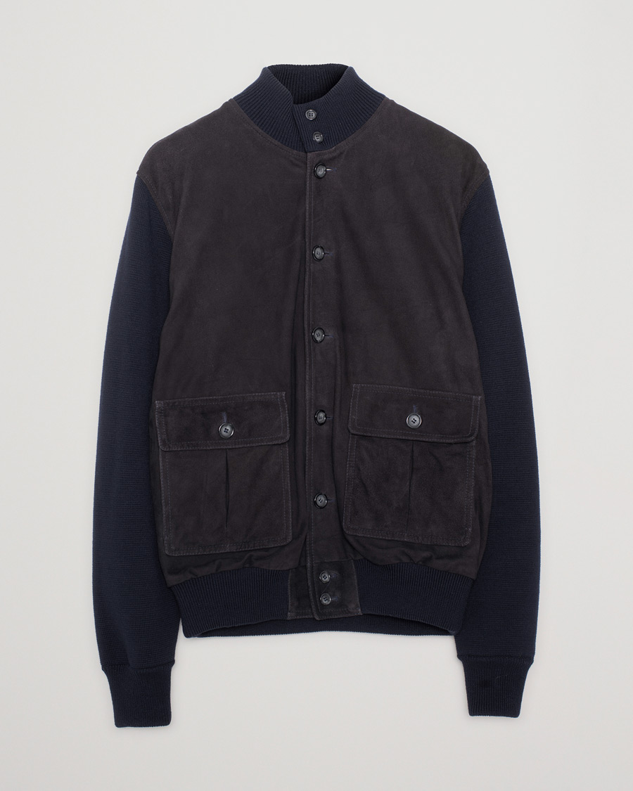 Herren | Valstar Valstarino Suede Combo Jacket Navy Suede | Pre-owned | Valstar Valstarino Suede Combo Jacket Navy Suede