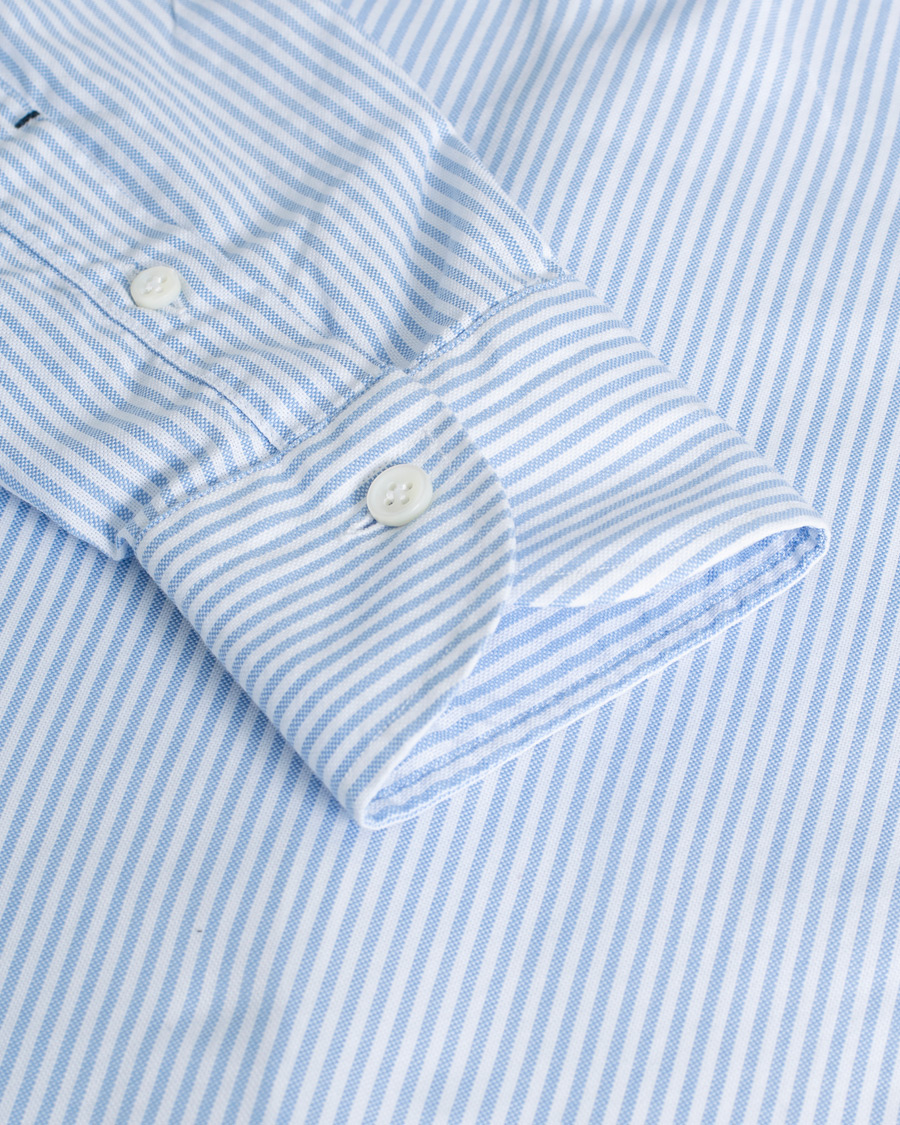 Herren | Pre-owned | Pre-owned | Mazzarelli Soft Button Down Stripe Oxford Shirt Light Blue
