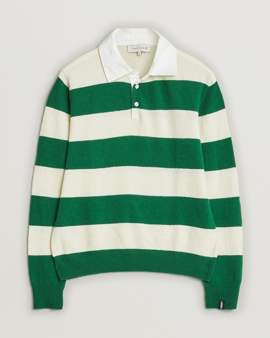 Herren | Pre-owned Pullover | Pre-owned | Mackintosh Knitted Wool Rugby Sweater Green/White