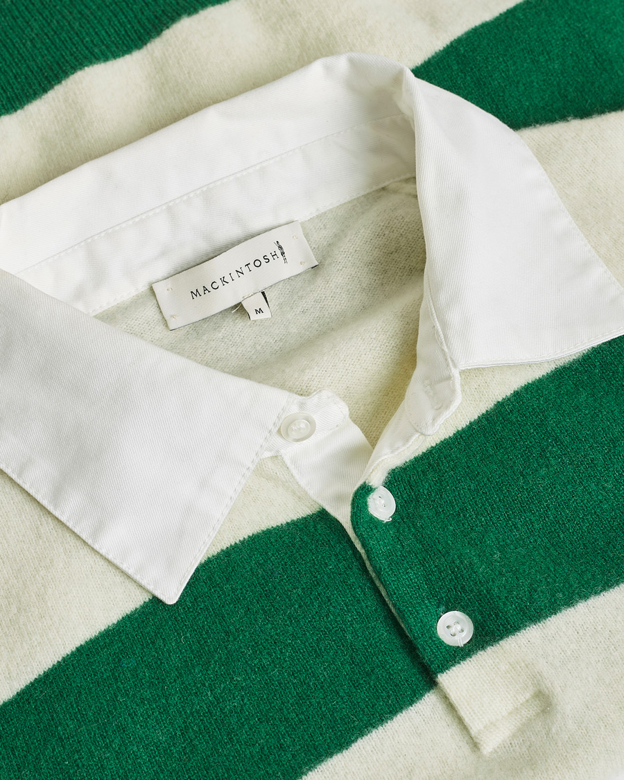 Herren | Pre-owned Pullover | Pre-owned | Mackintosh Knitted Wool Rugby Sweater Green/White