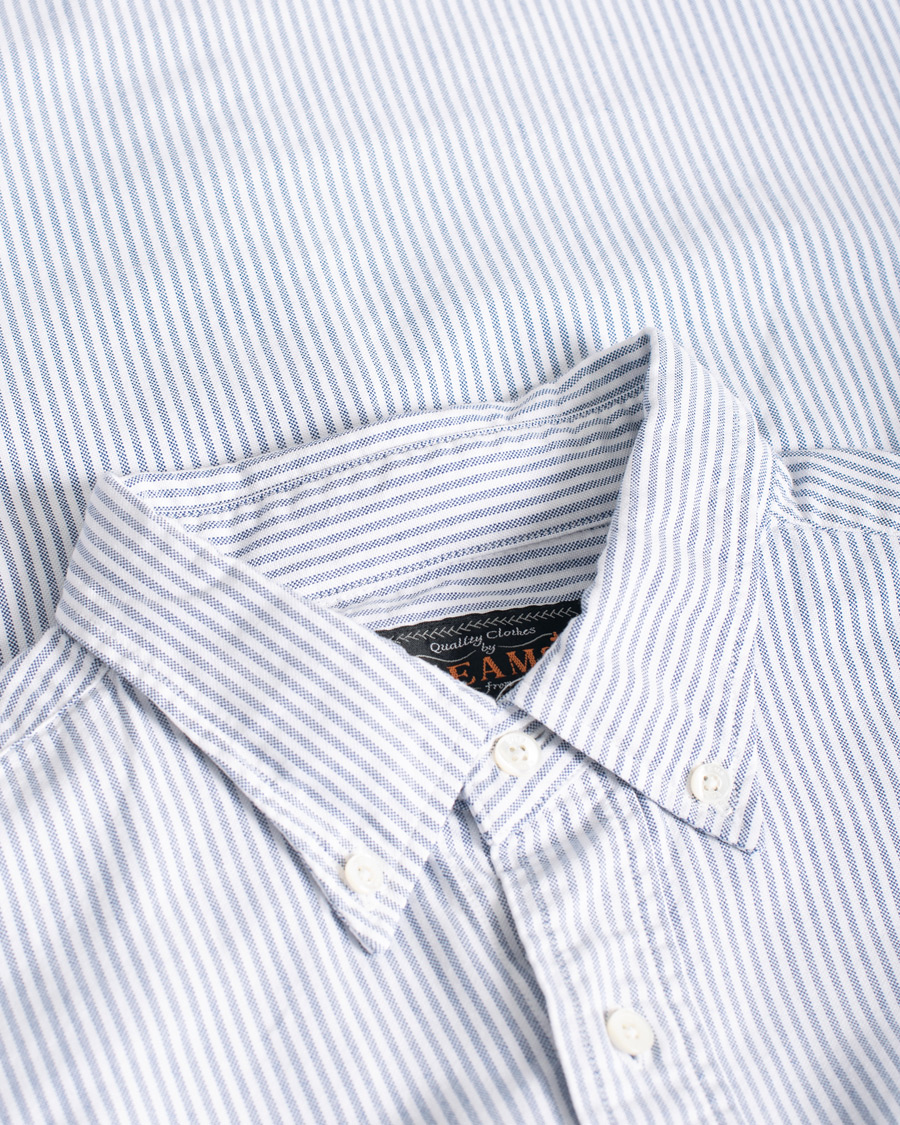 Herren | BEAMS PLUS Oxford Button Down Shirt Blue Stripe | Pre-owned | BEAMS PLUS Oxford Button Down Shirt Blue Stripe