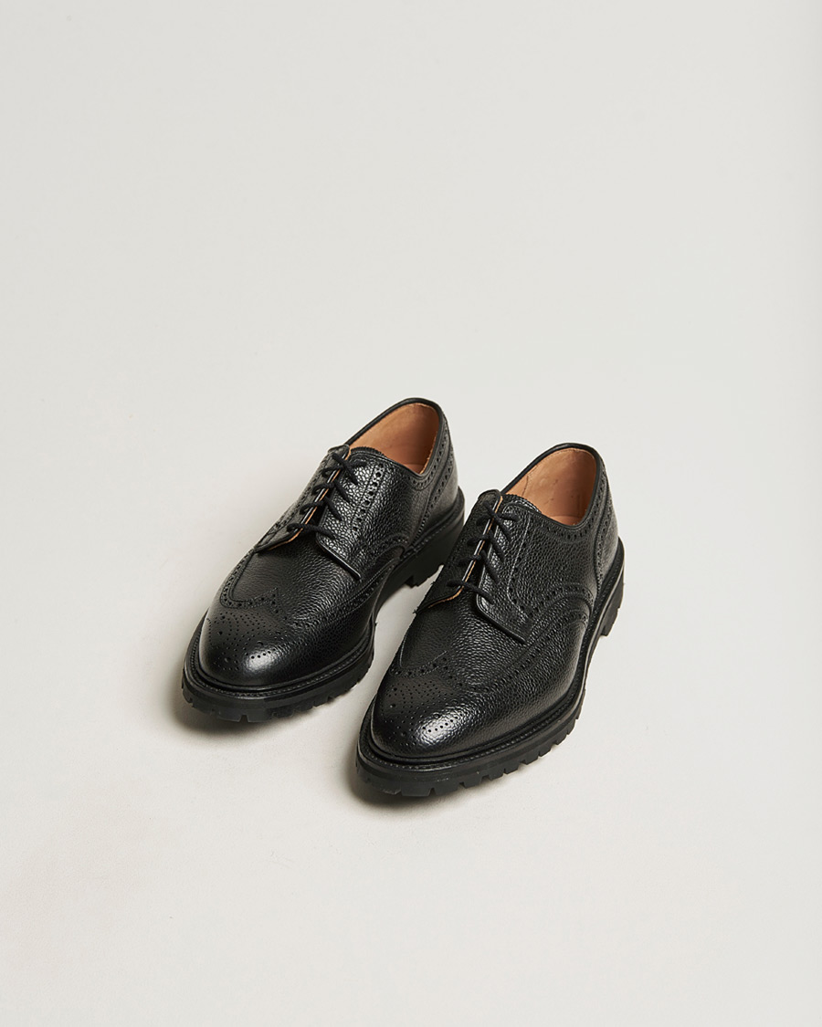 Herren | Pre-owned Rahmengenähte Schuhe | Pre-owned | Crockett & Jones Pembroke Derbys Scotch Grain Vibram Black Calf UK6,5 - EU40,5