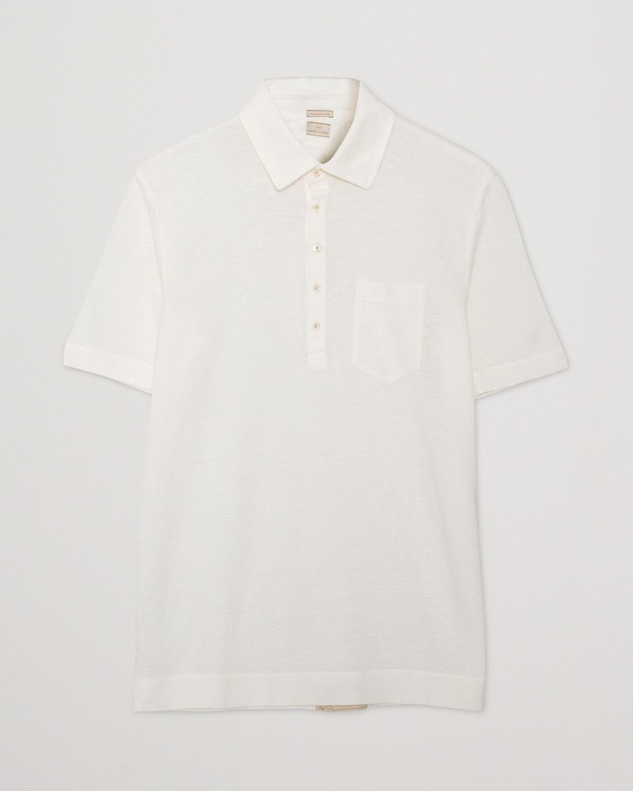 Herren | Massimo Alba Wembley Linen Polo White | Pre-owned | Massimo Alba Wembley Linen Polo White