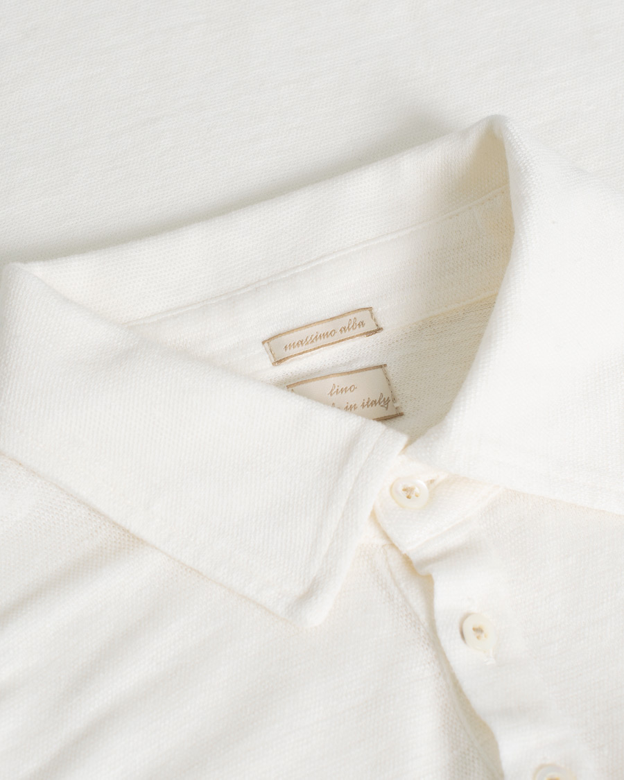 Herren | Massimo Alba Wembley Linen Polo White | Pre-owned | Massimo Alba Wembley Linen Polo White