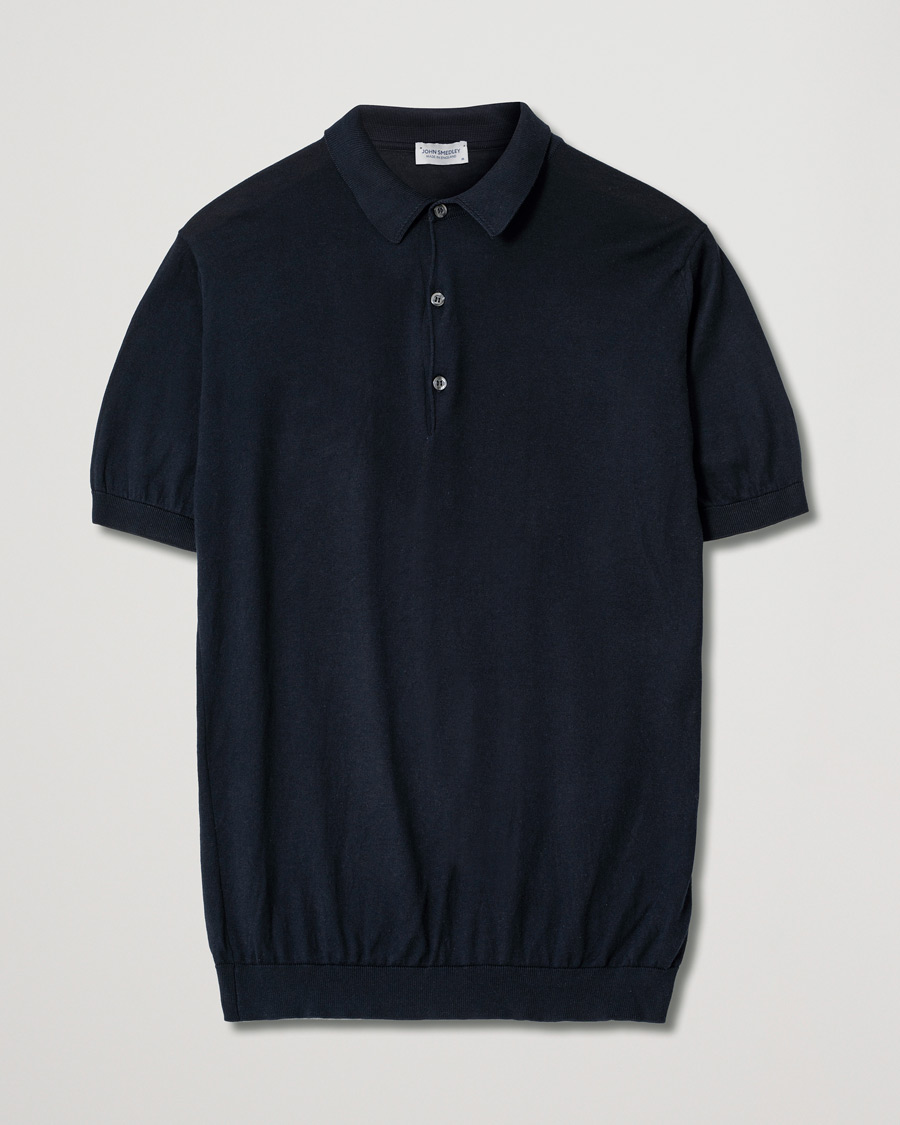 Herren | John Smedley Adrian Slim Fit Sea Island Polo Navy | Pre-owned | John Smedley Adrian Slim Fit Sea Island Polo Navy