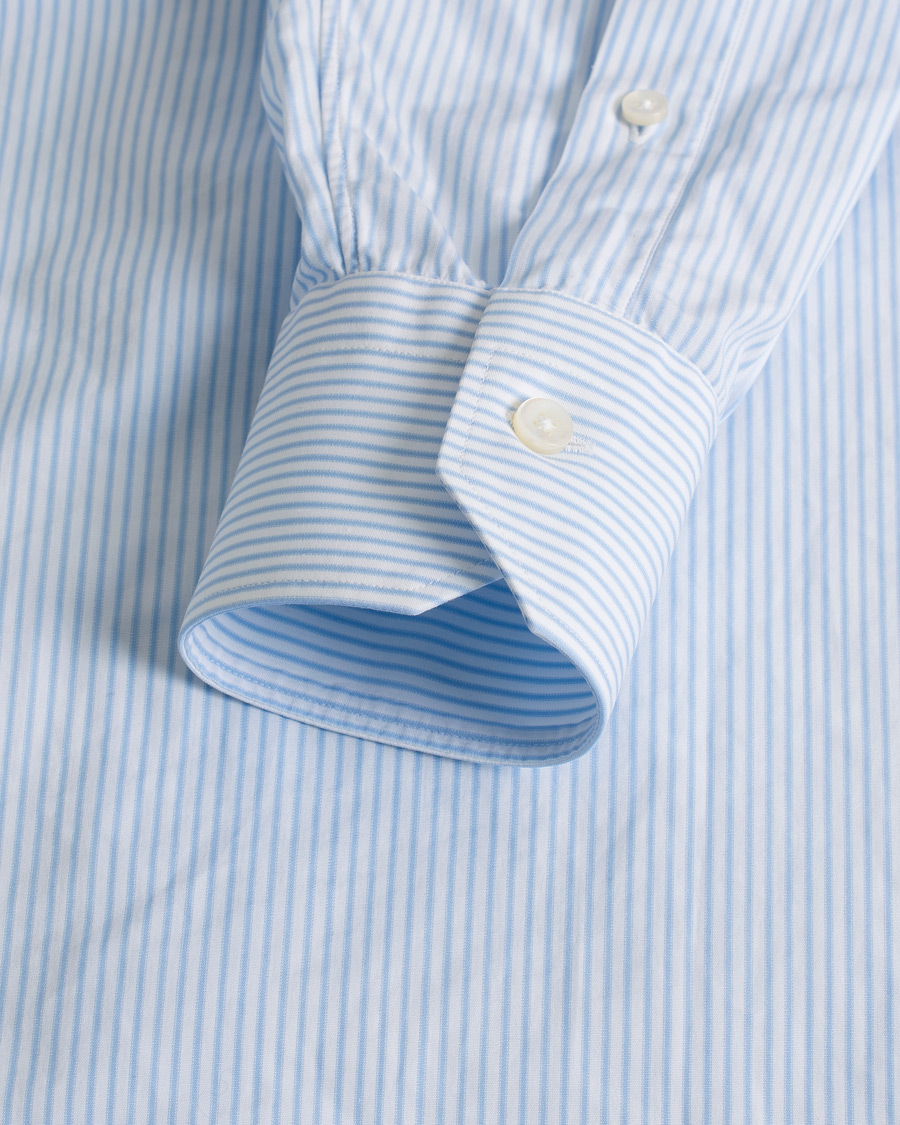 Herren | Ermenegildo Zegna Slim Fit Trofeo Striped Cotton Shirt Light Blue 38 - S | Pre-owned | Ermenegildo Zegna Slim Fit Trofeo Striped Cotton Shirt Light Blue 38 - S