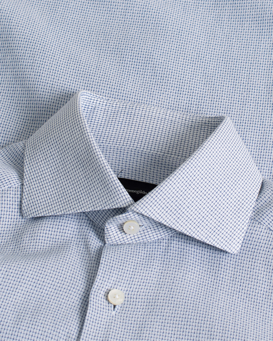 Herren | Ermenegildo Zegna Slim Fit Cotton Blend Shirt Light Blue Check 38 - S | Pre-owned | Ermenegildo Zegna Slim Fit Cotton Blend Shirt Light Blue Check 38 - S