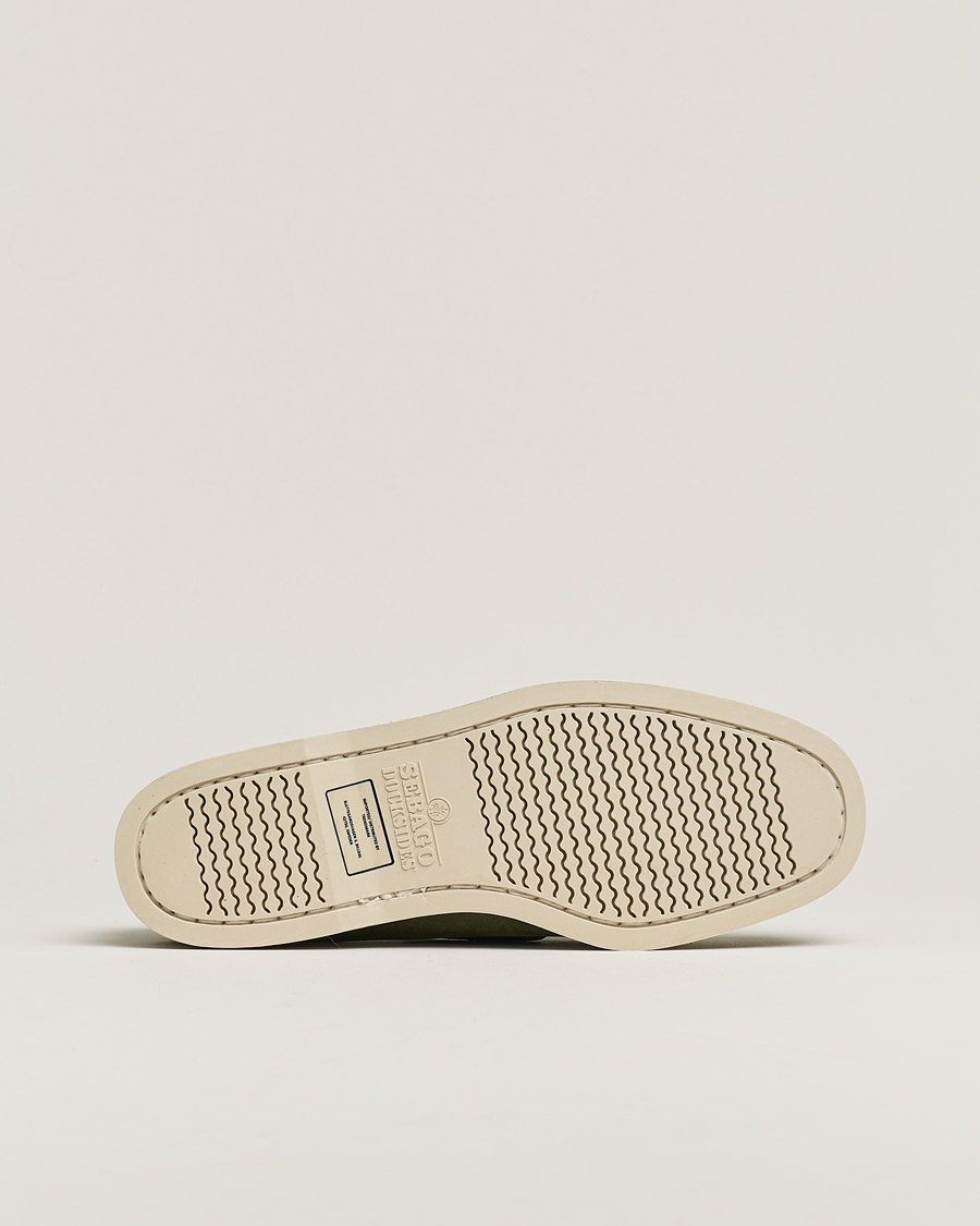 Herren | Sebago Docksides Nubuck Boat Shoe Green Military | Pre-owned | Sebago Docksides Nubuck Boat Shoe Green Military