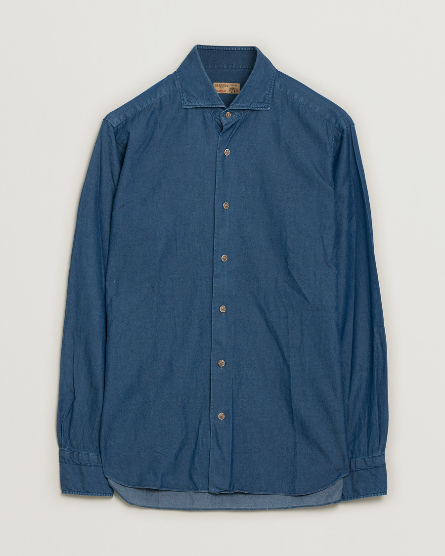 Herren | Barba Napoli Dandylife Denim Slim Fit Shirt Dark Blue 41 - L | Pre-owned | Barba Napoli Dandylife Denim Slim Fit Shirt Dark Blue 41 - L