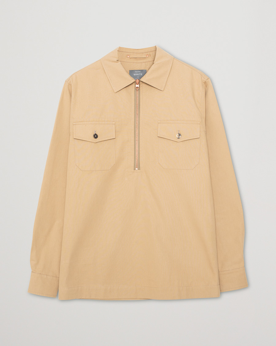Herren | Private White V.C. Half Zip Pullover Sand | Pre-owned | Private White V.C. Half Zip Pullover Sand