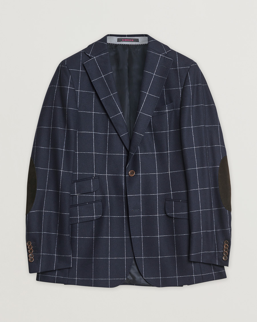 Herren | Pre-owned Sakkos | Pre-owned | Morris Heritage Check Flannel Blazer Navy 48