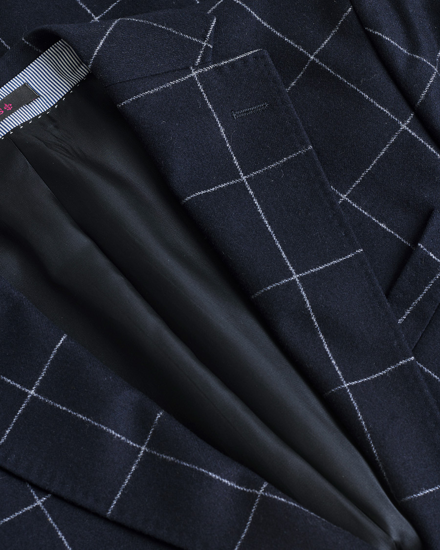 Herren | Pre-owned Sakkos | Pre-owned | Morris Heritage Check Flannel Blazer Navy 48