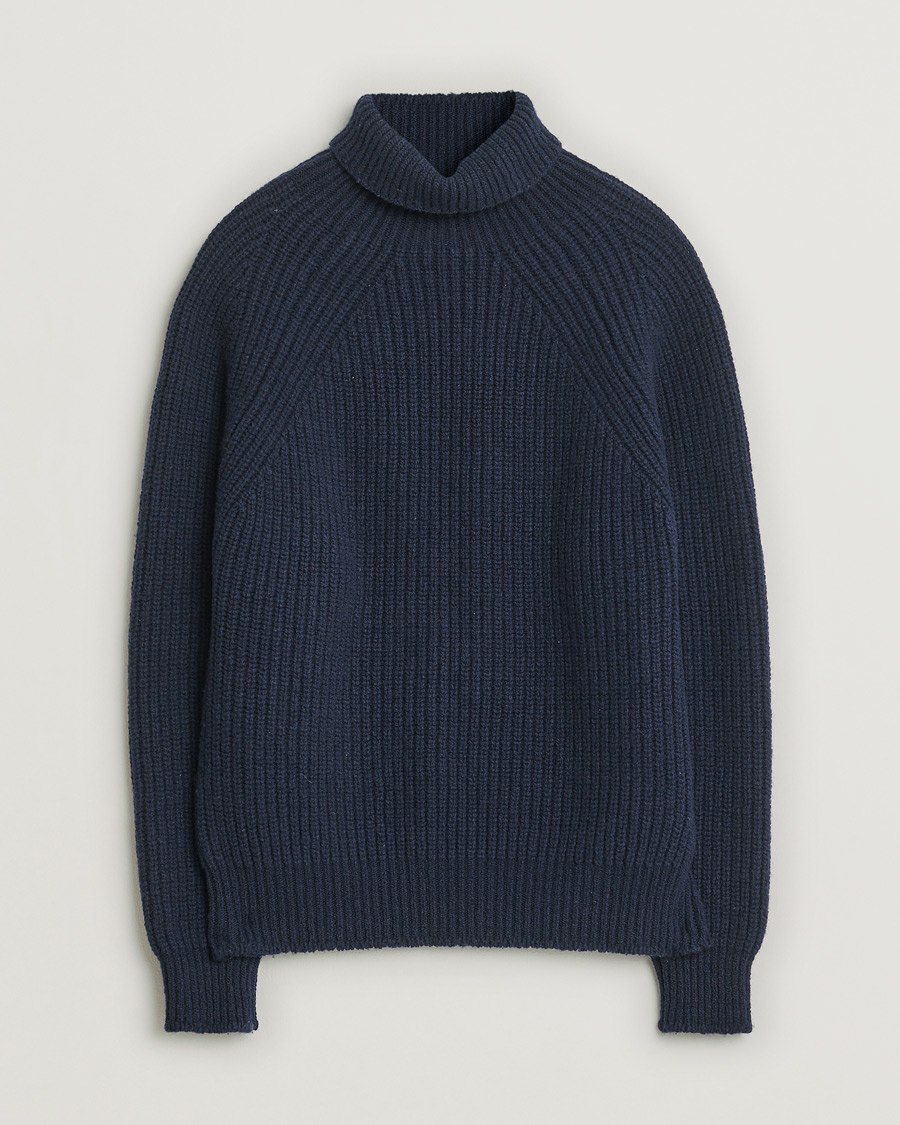 Herren | Inis Meáin Wool/Cashmere Boatbuilder Turtleneck Navy | Pre-owned | Inis Meáin Wool/Cashmere Boatbuilder Turtleneck Navy