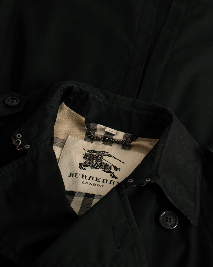 Herren | Burberry Mid-length Kensington Trench Black 50 | Pre-owned | Burberry Mid-length Kensington Trench Black 50