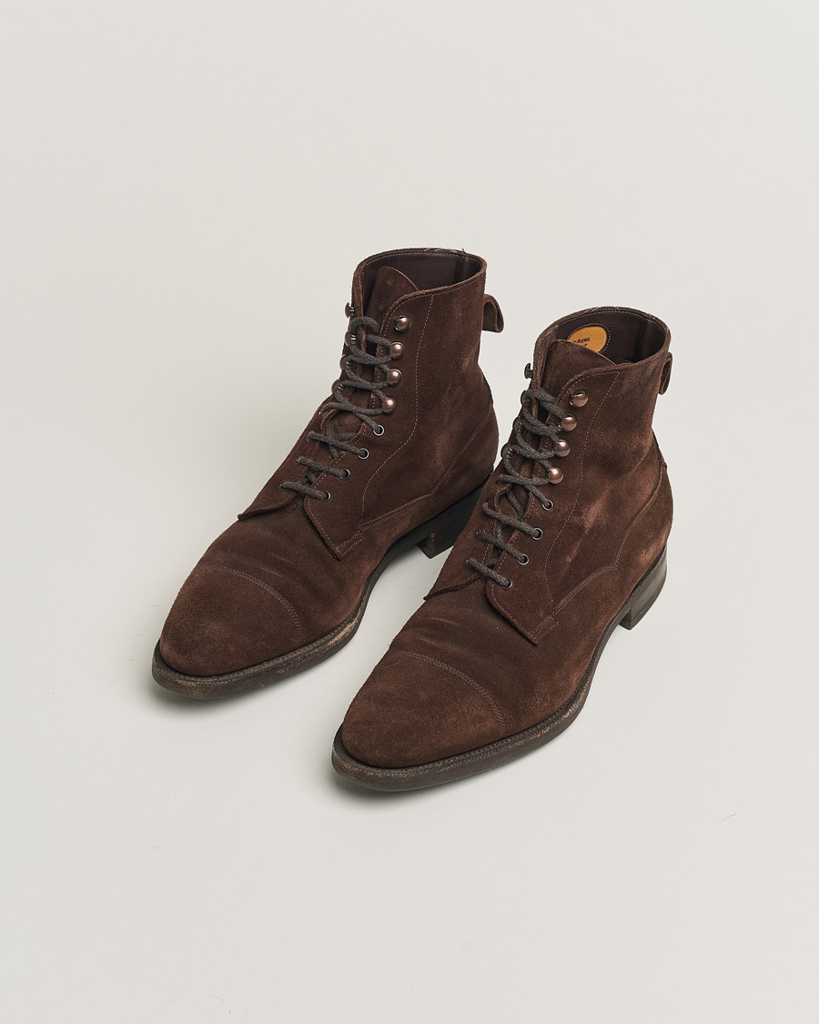 Herren | Edward Green Galway Boot Mink Suede | Pre-owned | Edward Green Galway Boot Mink Suede