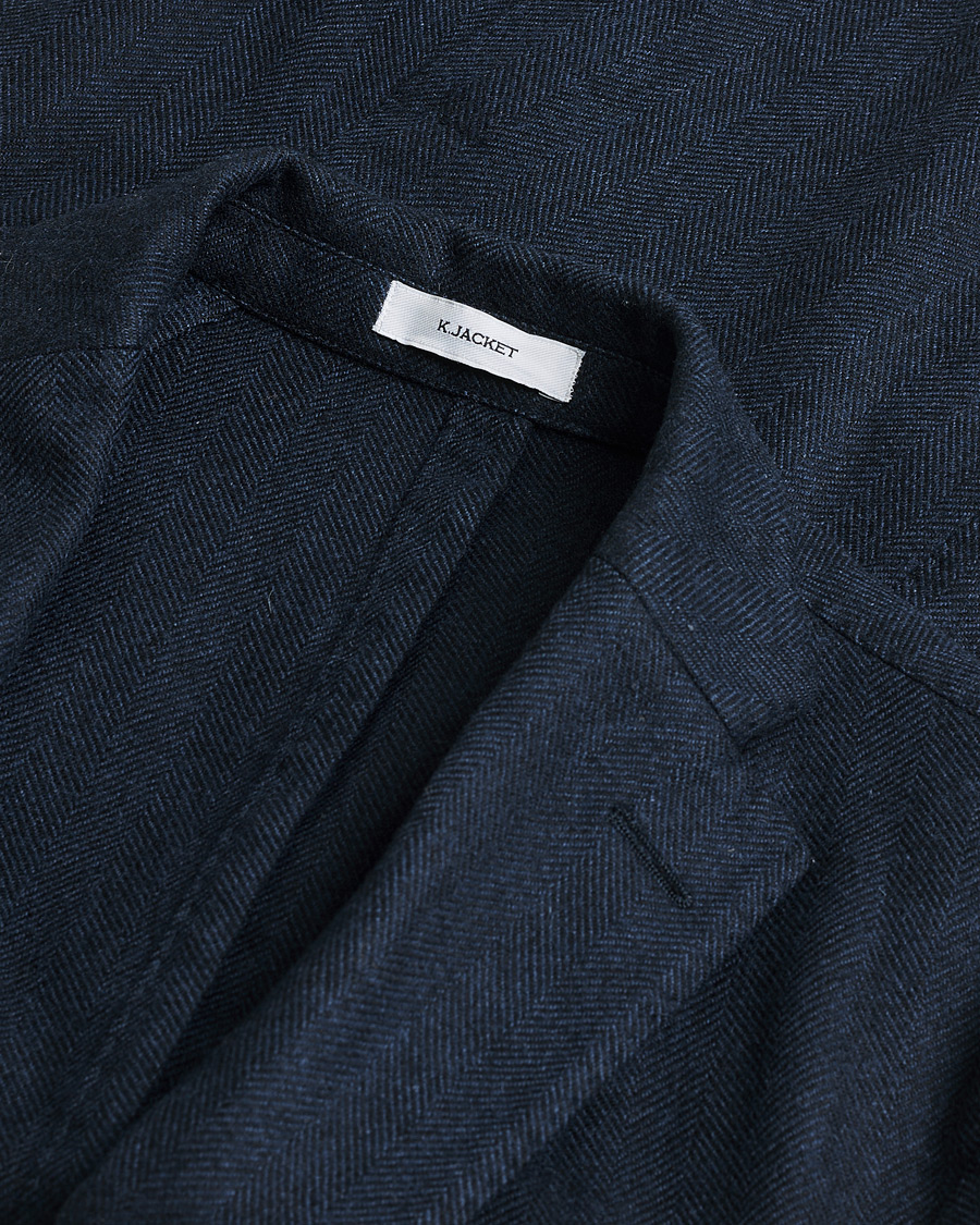 Herren | Pre-owned Sakkos | Pre-owned | Boglioli K Jacket Herringbone Wool Blazer Navy 46