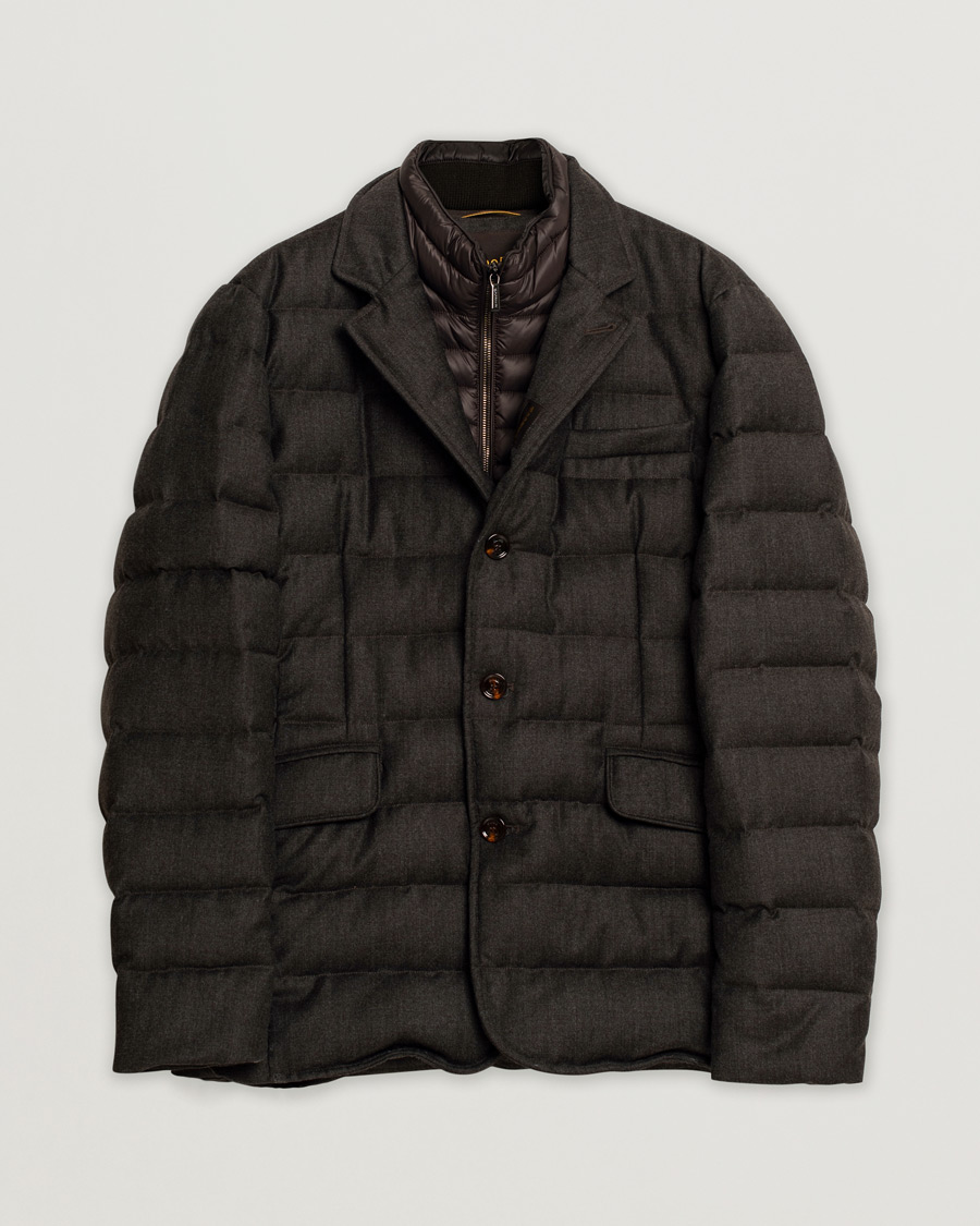 Herren | MooRER Nomos Wool Padded Jacket Brown 52 | Pre-owned | MooRER Nomos Wool Padded Jacket Brown 52