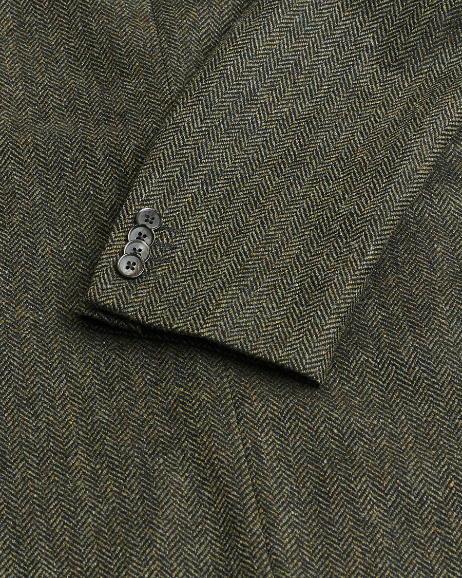 Herren | Pre-owned Sakkos | Pre-owned | L.B.M. 1911 Herringbone Wool Blazer Green 52