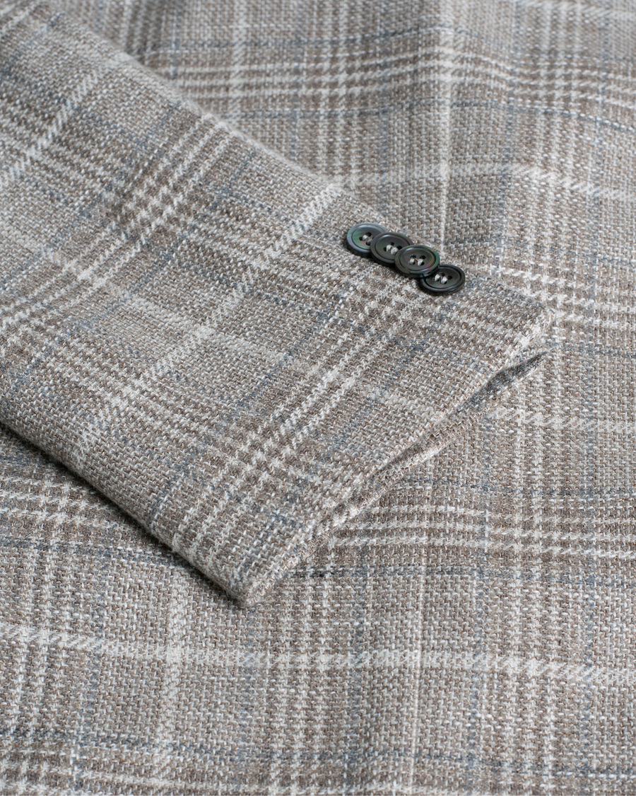 Herren | Sakkos | Pre-owned | Oscar Jacobson Ferry Soft Checked Wool Blazer Beige