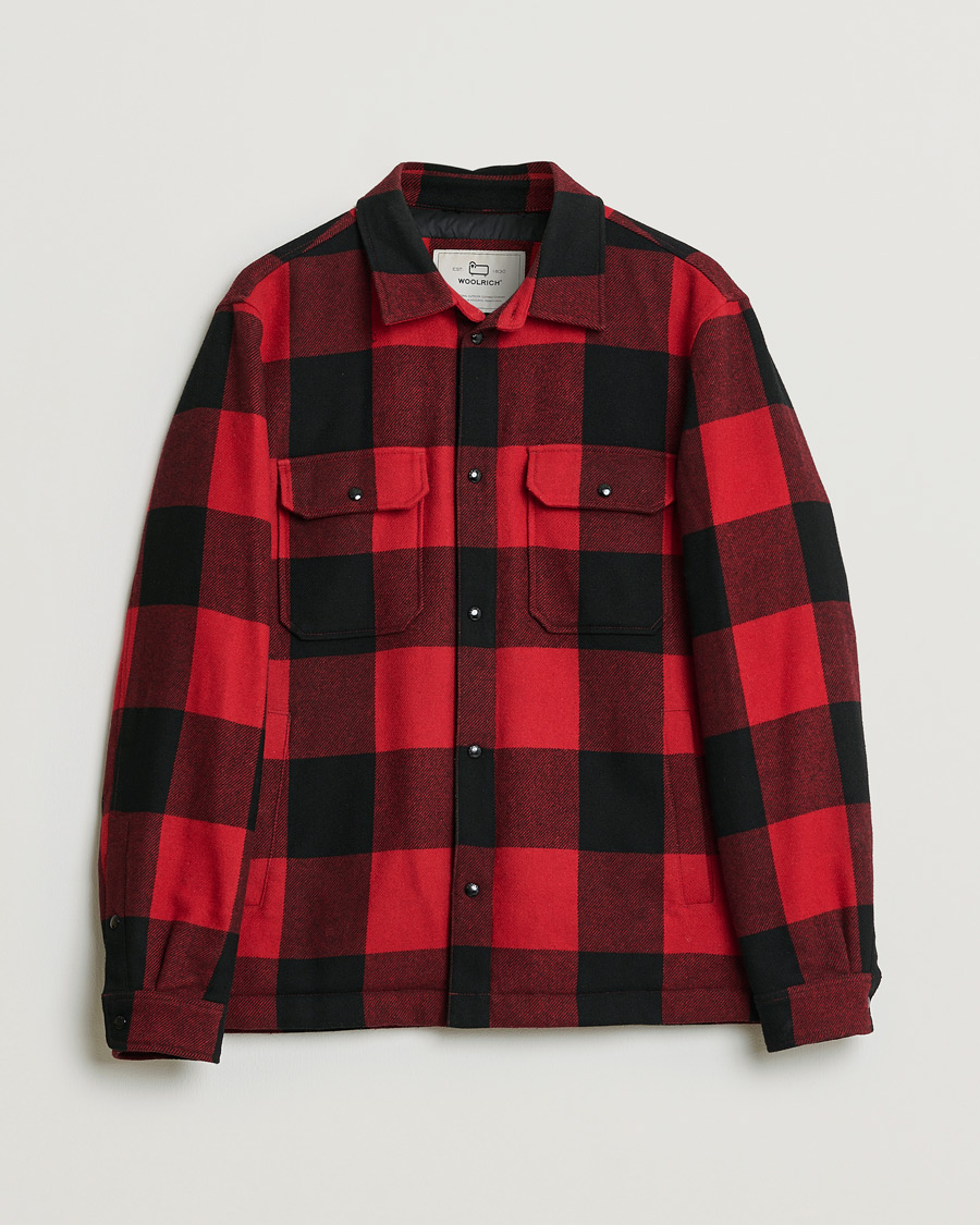 Herren | Pre-owned Jacken | Pre-owned | Woolrich Alaskan Wool Padded Overshirt Red Buffalo