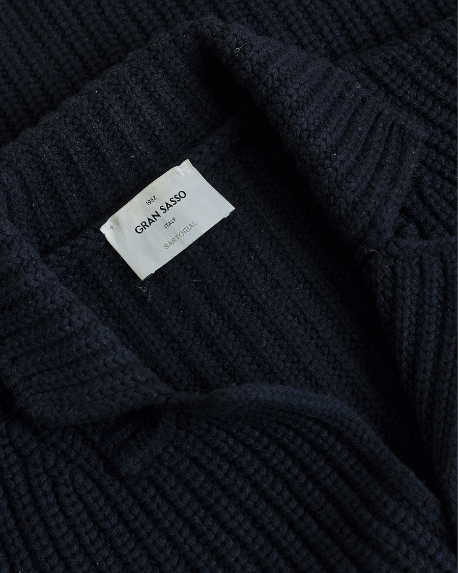 Herren | Pre-owned Sakkos | Pre-owned | Gran Sasso Heavy Wool Knitted Blazer Cardigan Navy