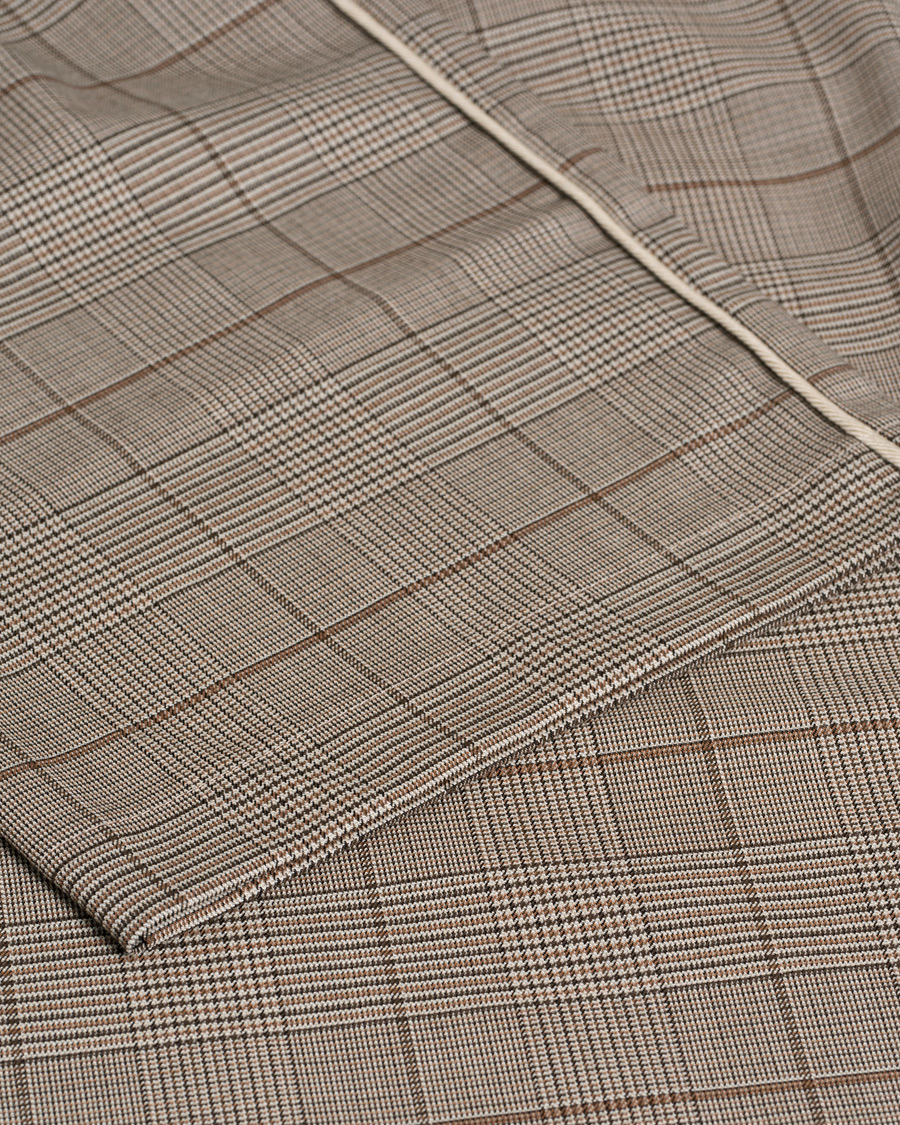 Herren | Drôle de Monsieur Wool Drawstring Trousers Brown Check | Pre-owned | Drôle de Monsieur Wool Drawstring Trousers Brown Check