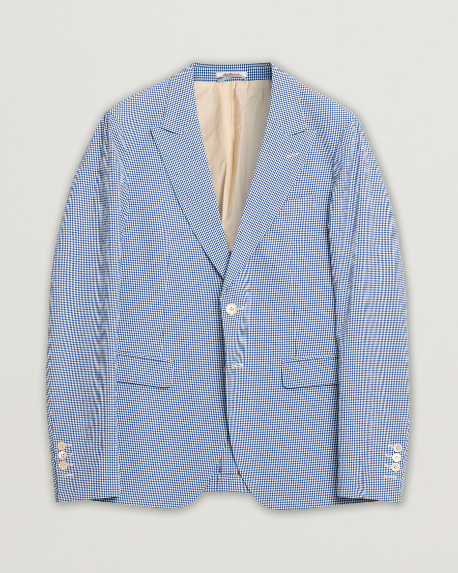 Herren | Gant Rugger The Hopsack Seersucker Checked Blazer Blue 50 | Pre-owned | Gant Rugger The Hopsack Seersucker Checked Blazer Blue 50